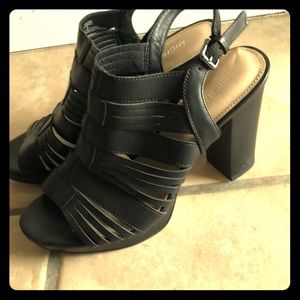 Black strap heels